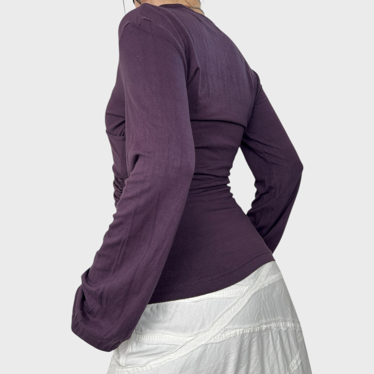 Miss Sixty Purple Ruched Slouchy Long Sleeve Top - S/M