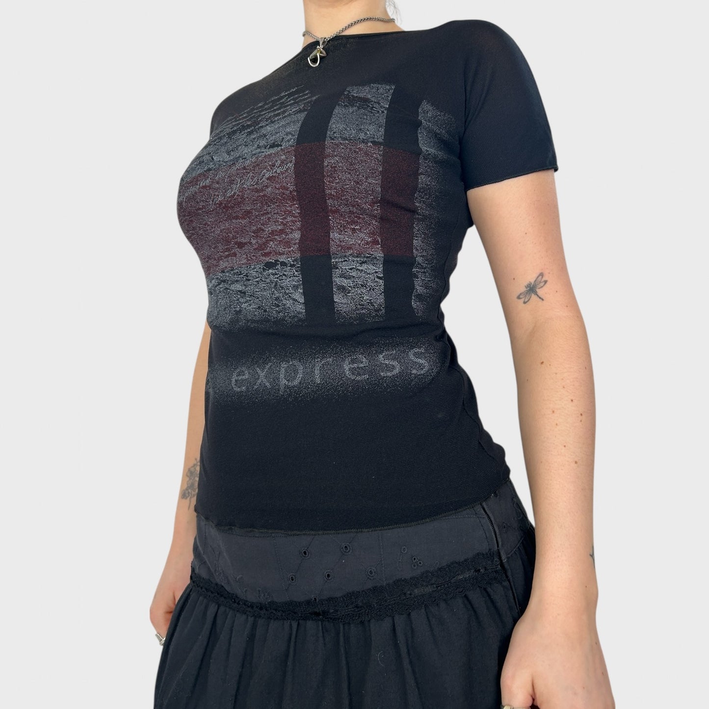 Cop Copine Graphic Logo Mesh Top - S