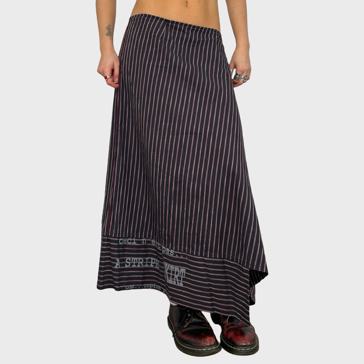 Cop Copine Graphic Striped Maxi Skirt - L