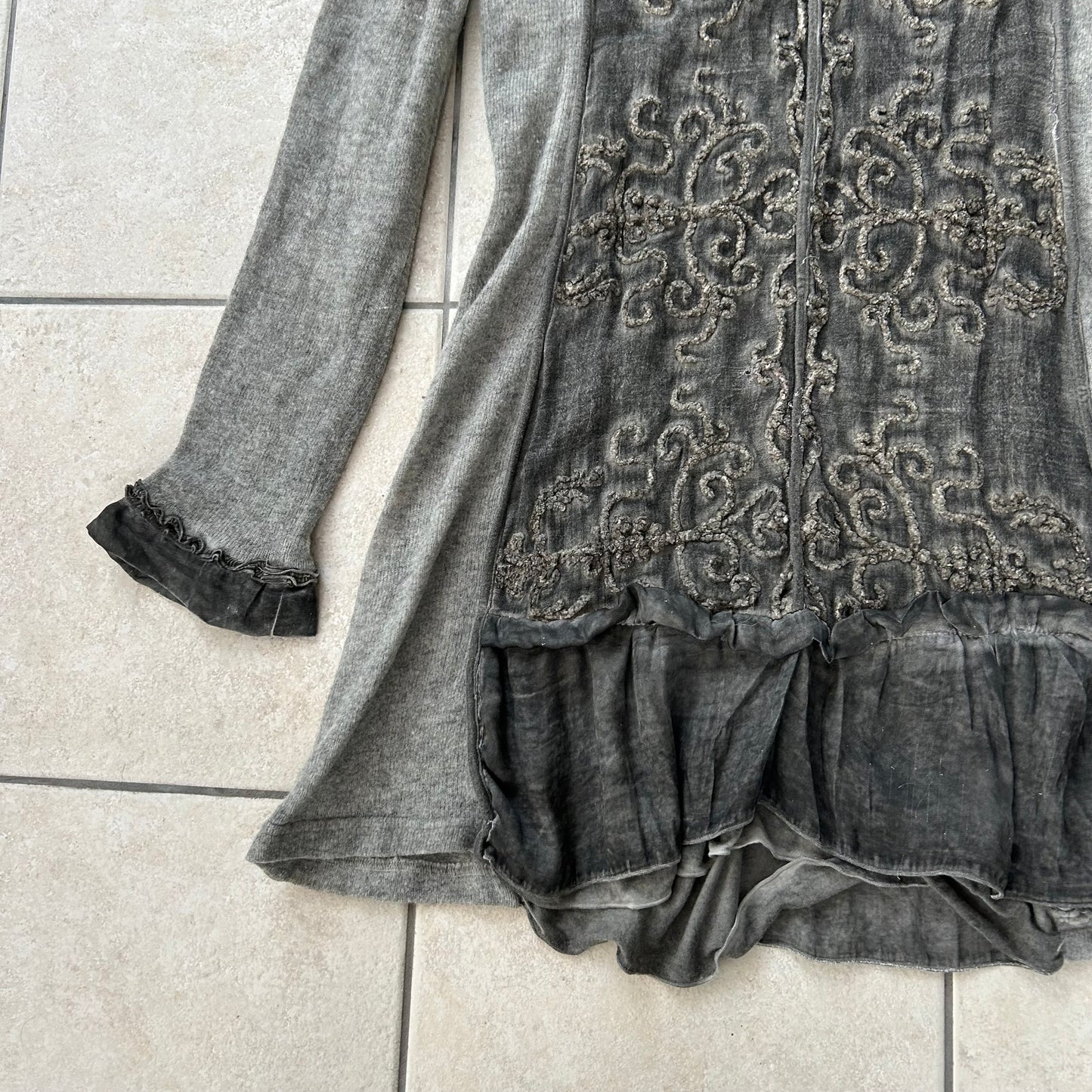 Vintage Grey Jumper Long-Sleeved Dress