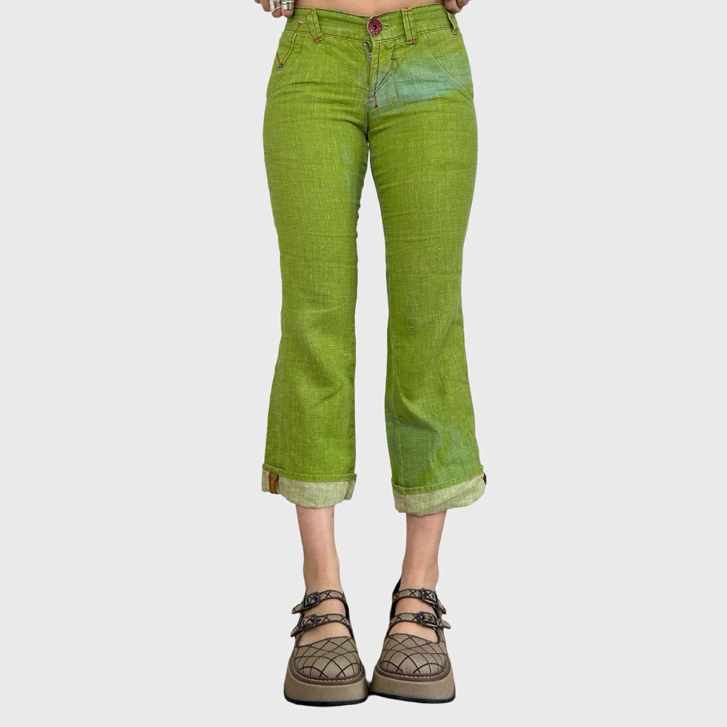 Miss Sixty Green Linen Capris - XS