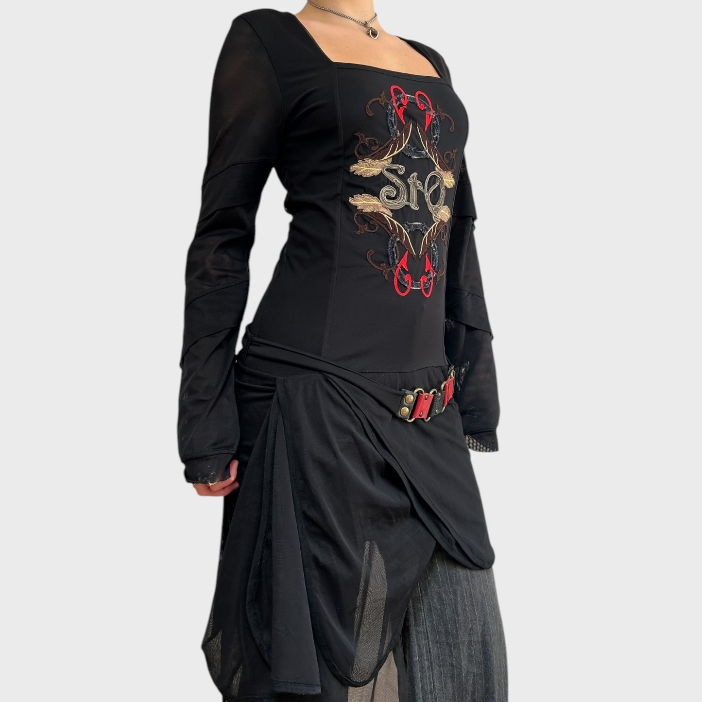 Save the Queen Vintage Asymmetric Mesh Dress