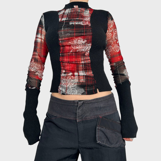 Miss Sixty Bi-Material Long Sleeve Top - S