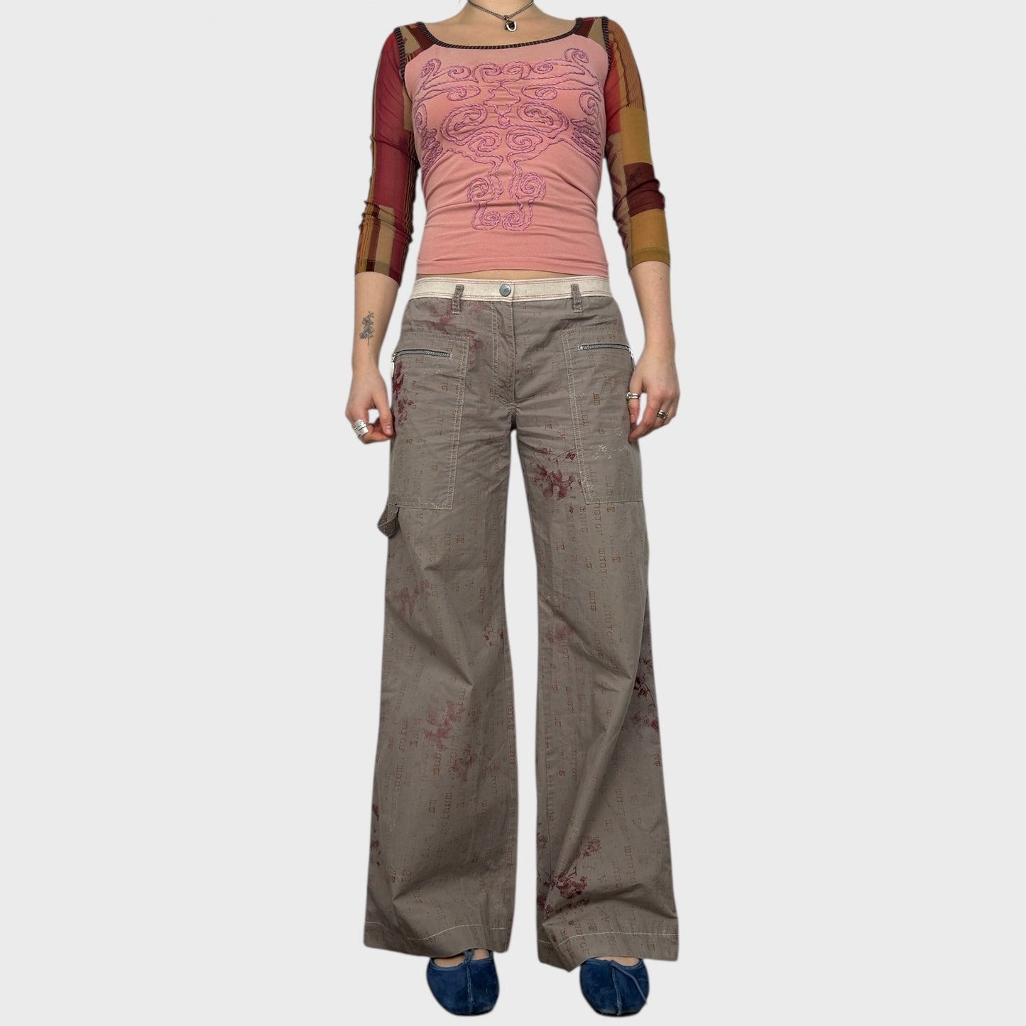 Cop Copine Graphic Print Wide Leg Trousers - M