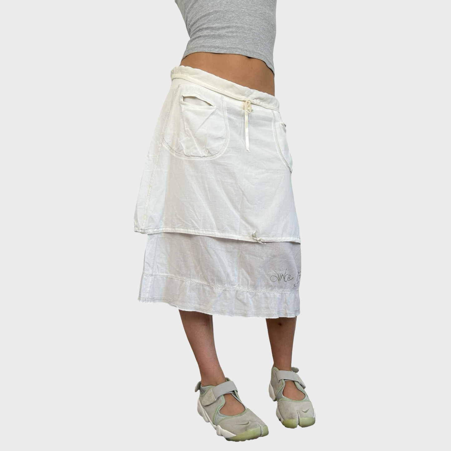 Cop Copine White Midi Skirt - L