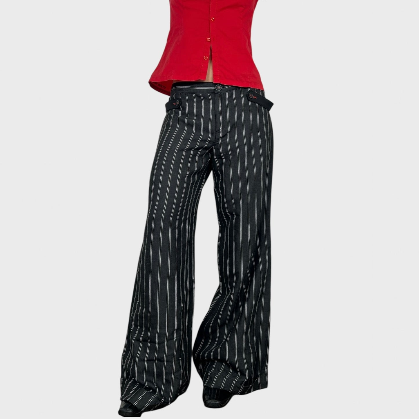 Cop Copine Wide Leg Stripe Linen Trousers - M/L