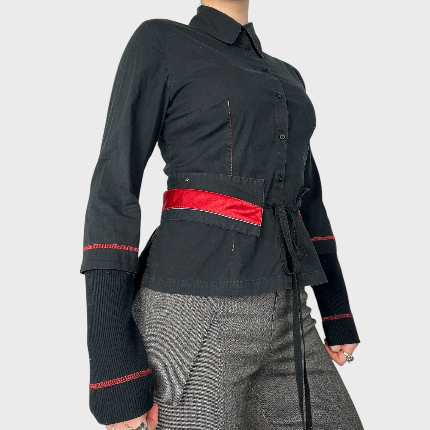 Cop Copine Button-Up Shirt with Belt Attachment - S