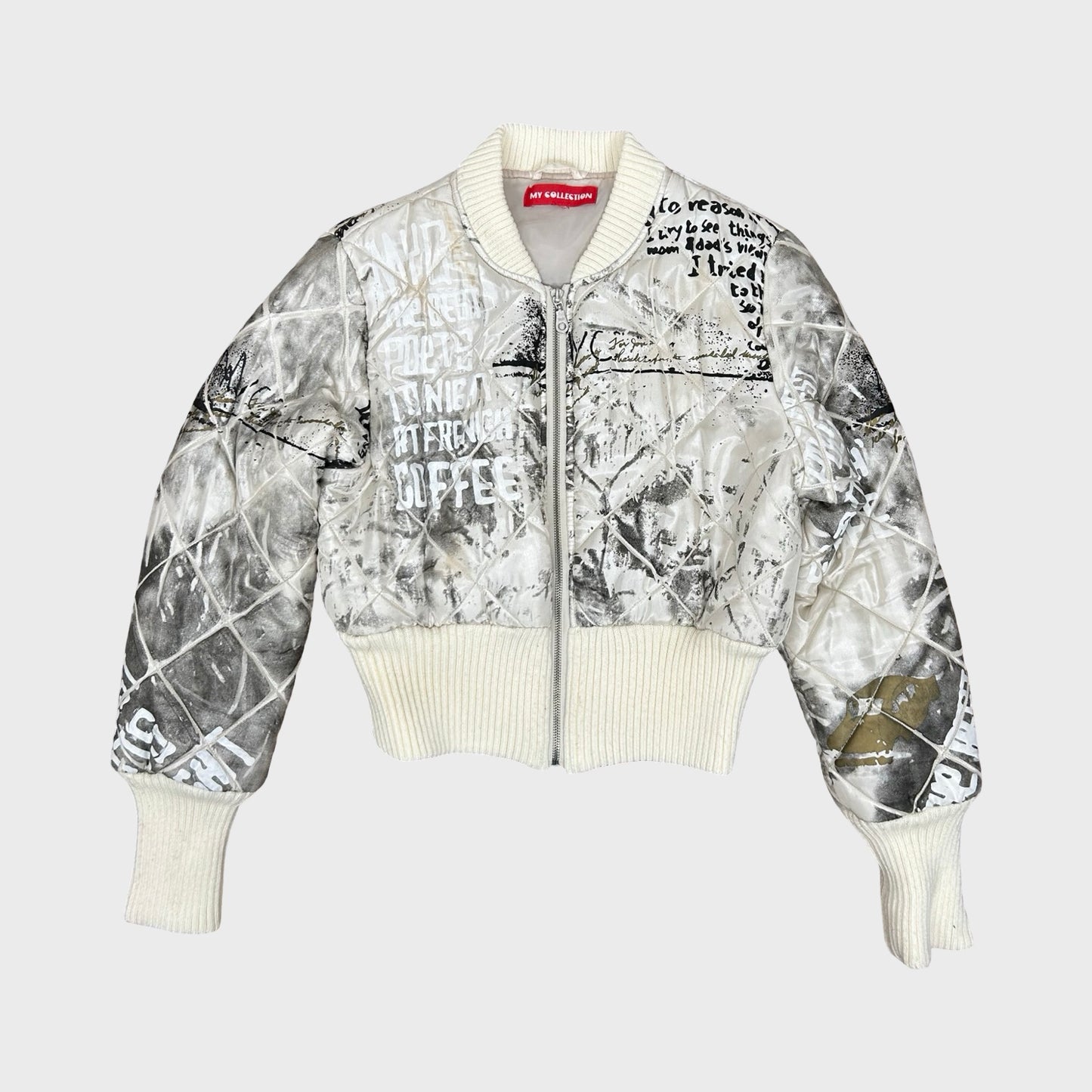 Vintage Graphic Cropped Bomber Jacket - S