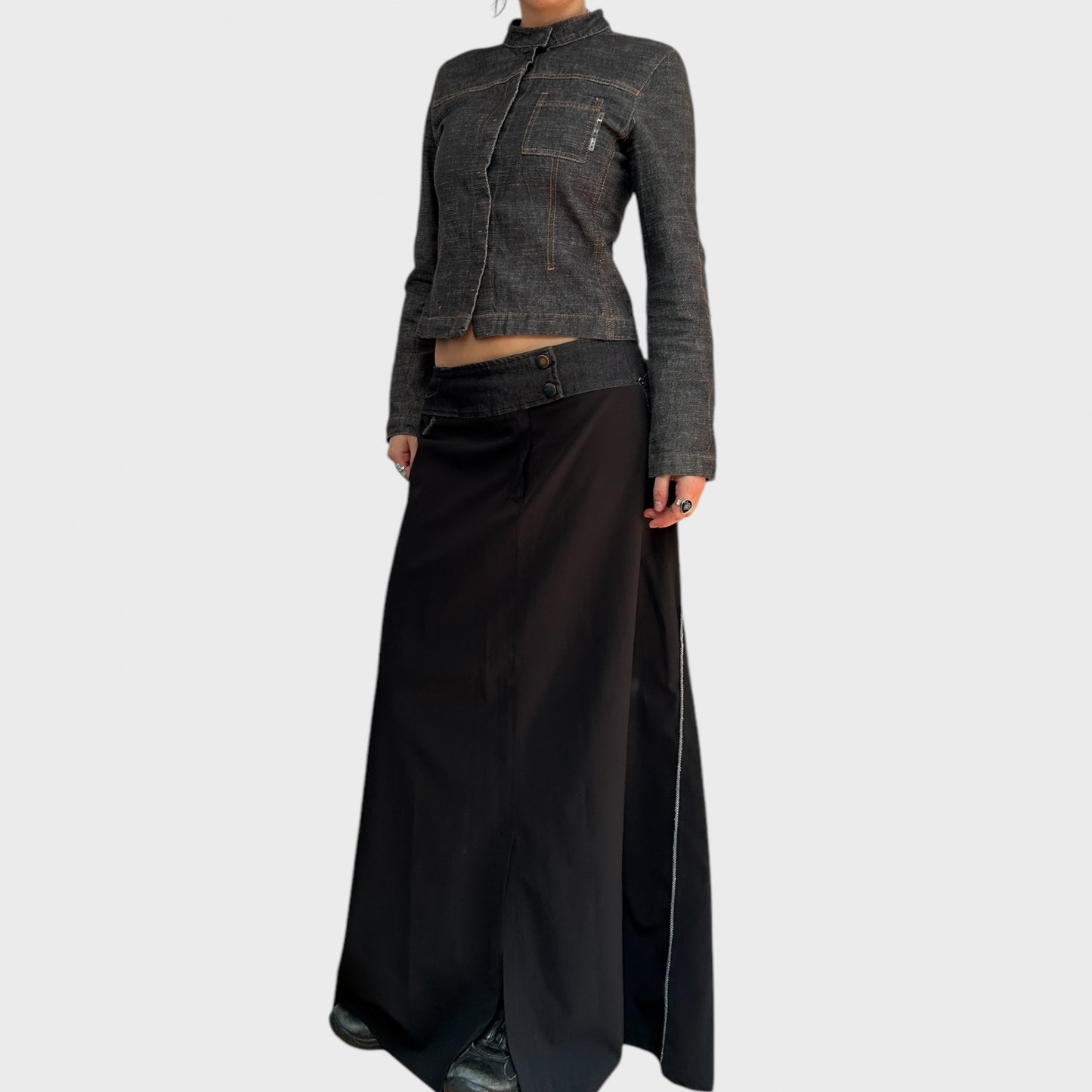 Cop Copine Bi-Material Maxi Skirt