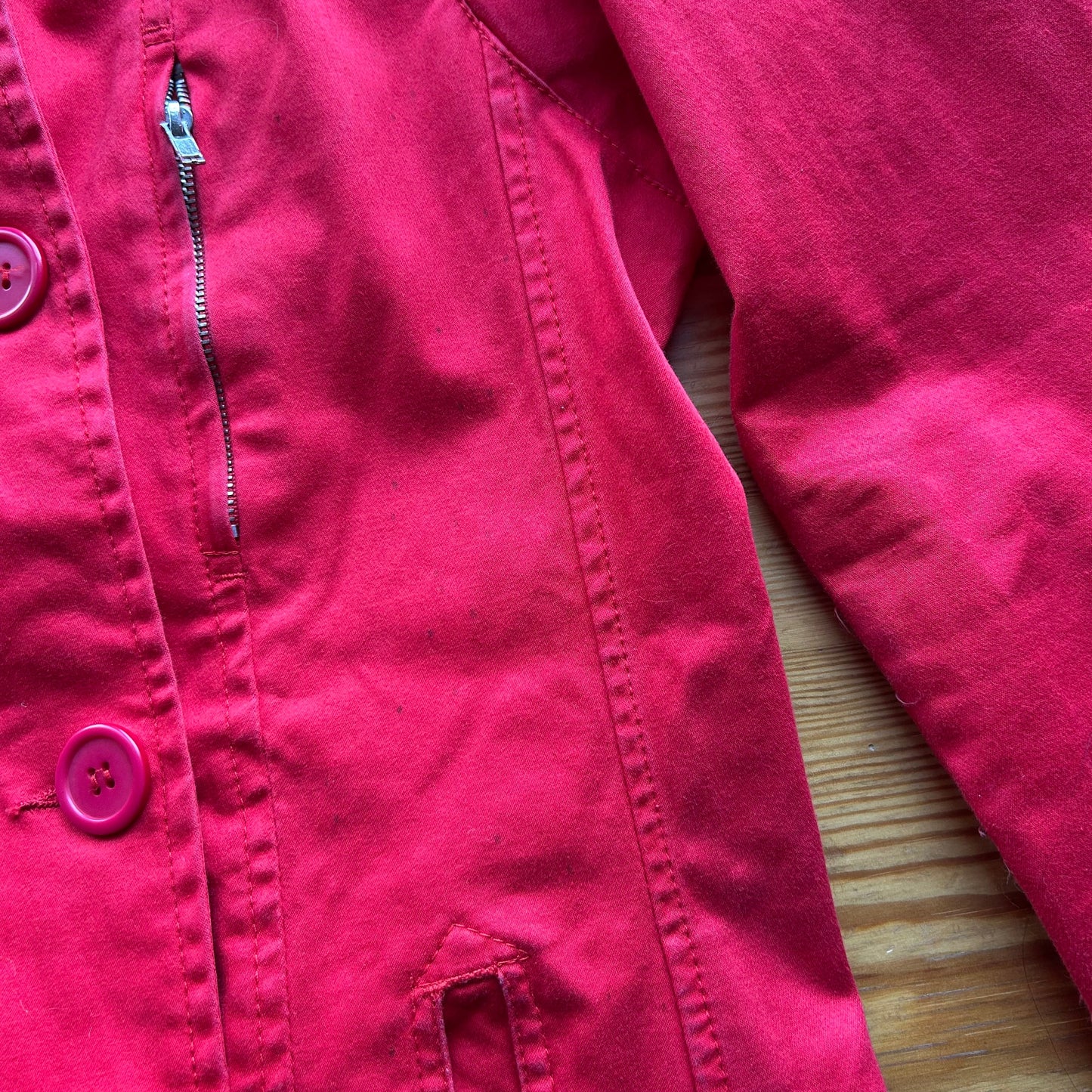 Red Double-Breasted Collared Jacket - M