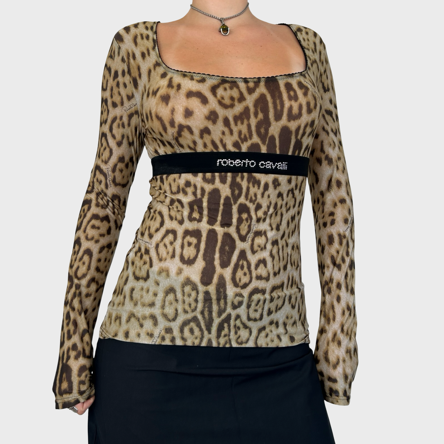 Roberto Cavalli Leopard Print Long Sleeve Top - M/L