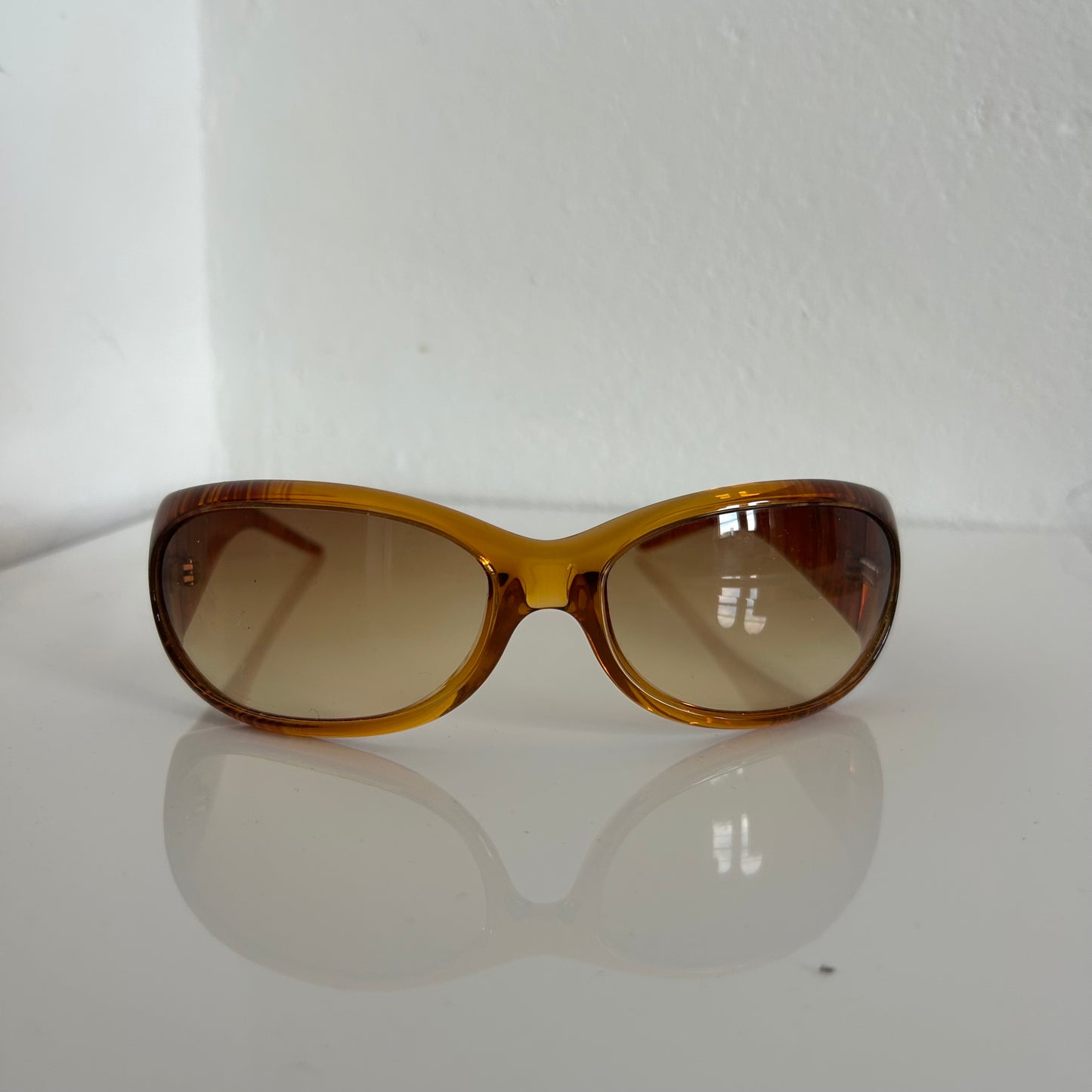 Roberto Cavalli Brown Wraparound Striped Sunglasses