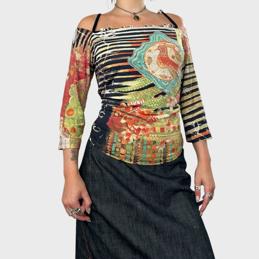 Save The Queen Graphic 3/4 Sleeve Top - L