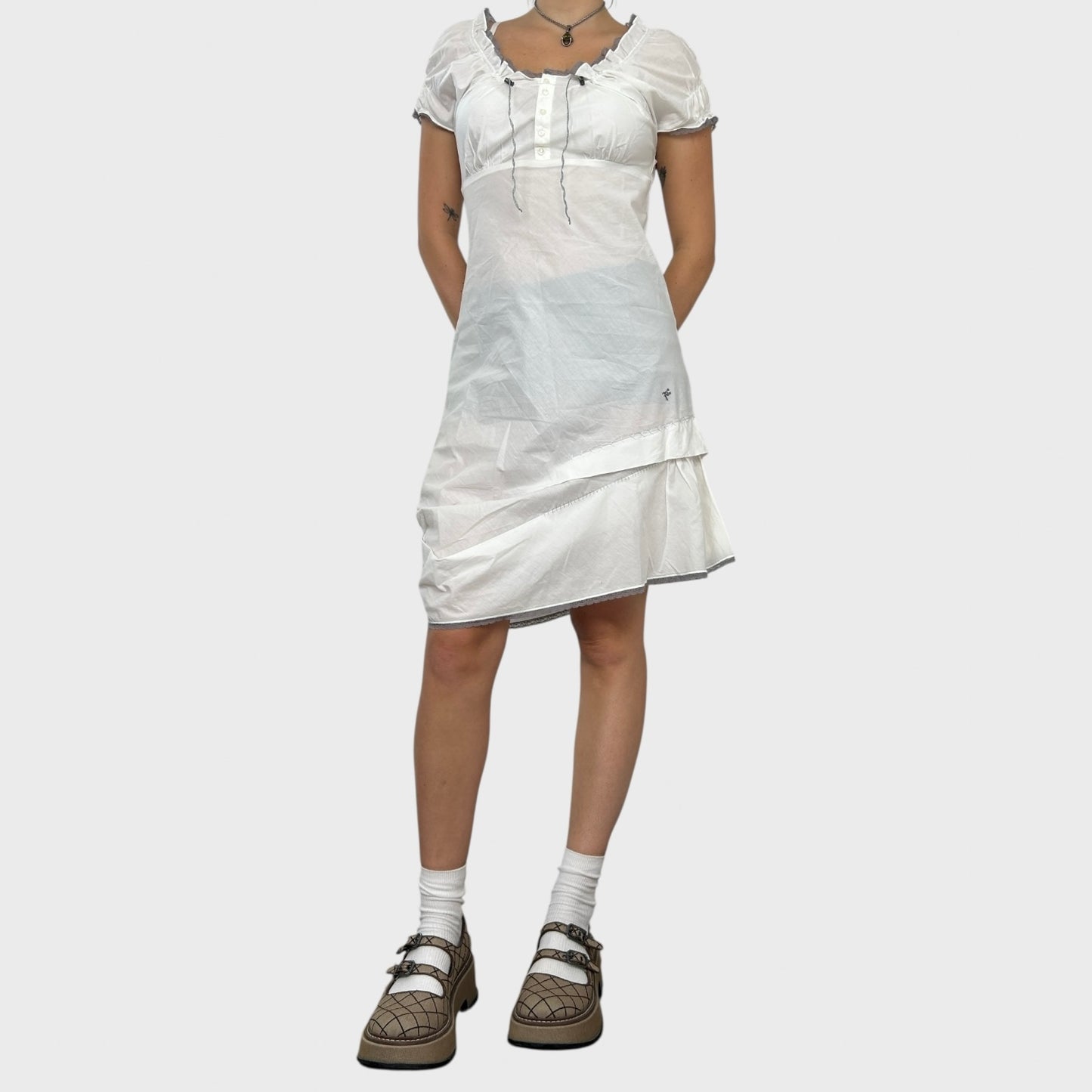 White Cop Copine Frilly Summer Dress - S