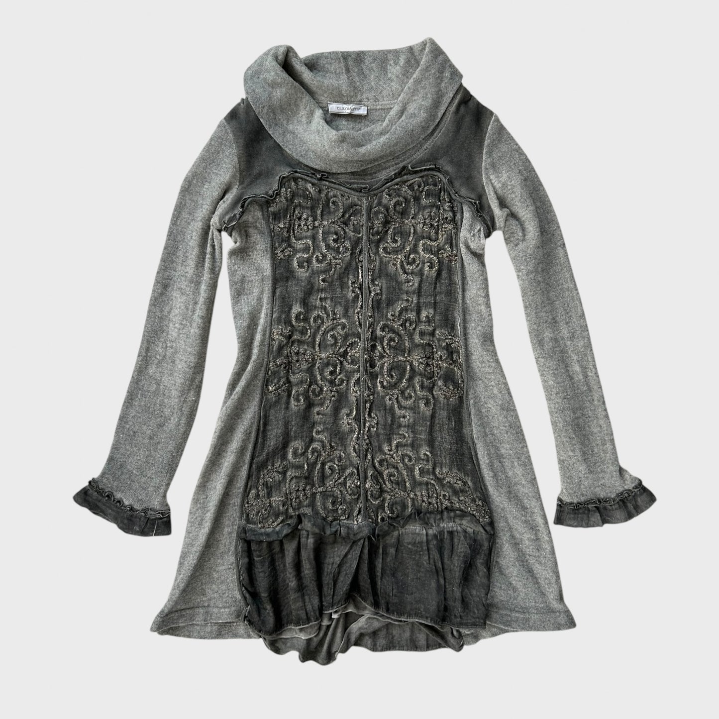 Vintage Grey Jumper Long-Sleeved Dress