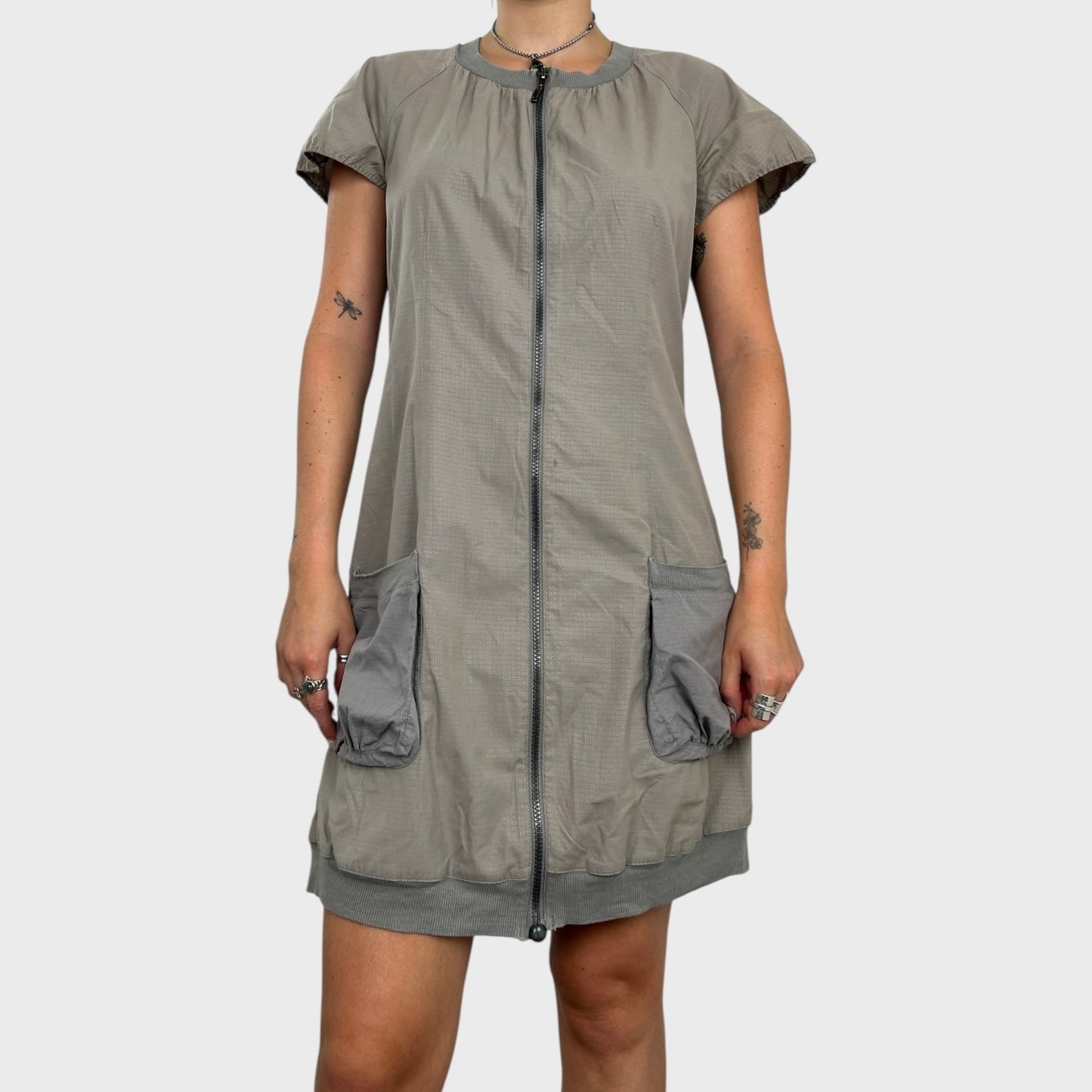 Cop Copine Grey Zip-Up Midi Dress - M/L