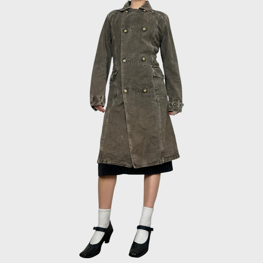 Long Denim Trench Coat - L