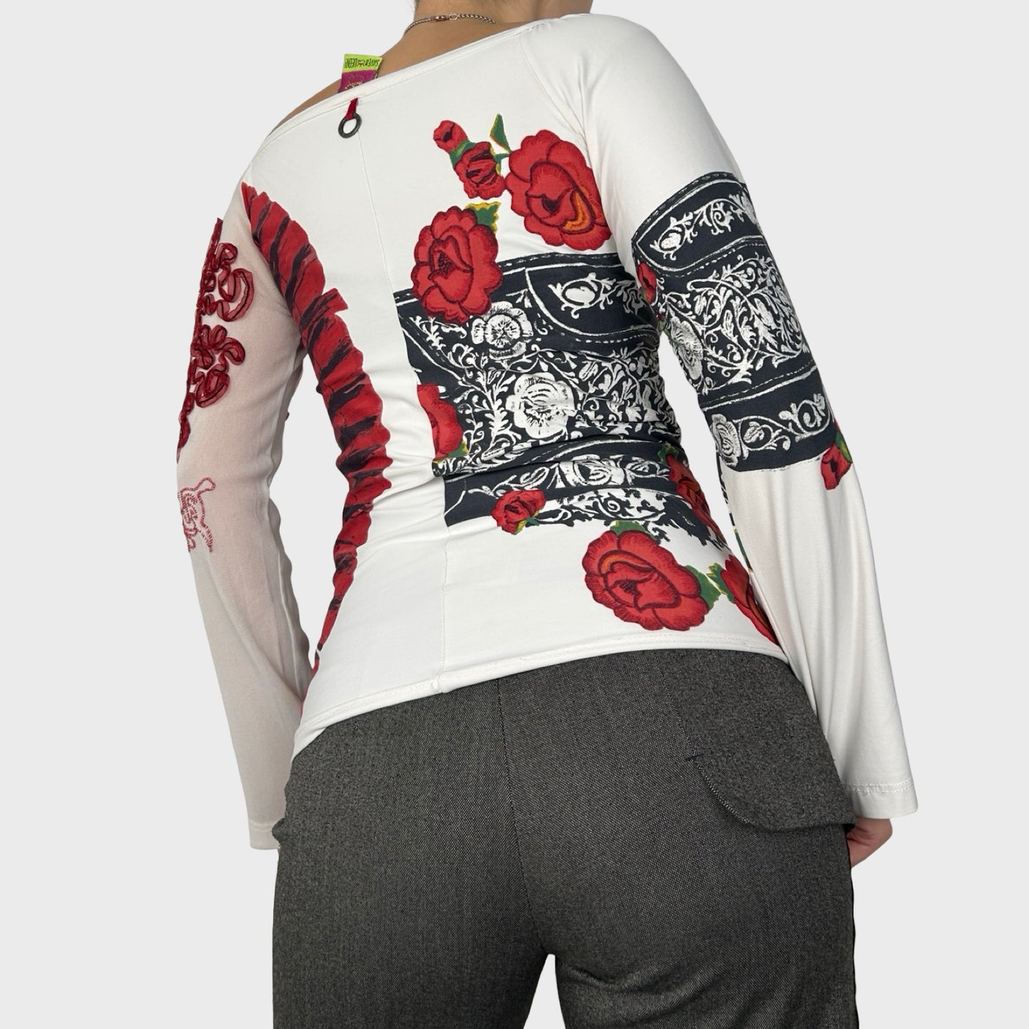 Save The Queen Graphic Bi-Material Long Sleeve Top - S/M