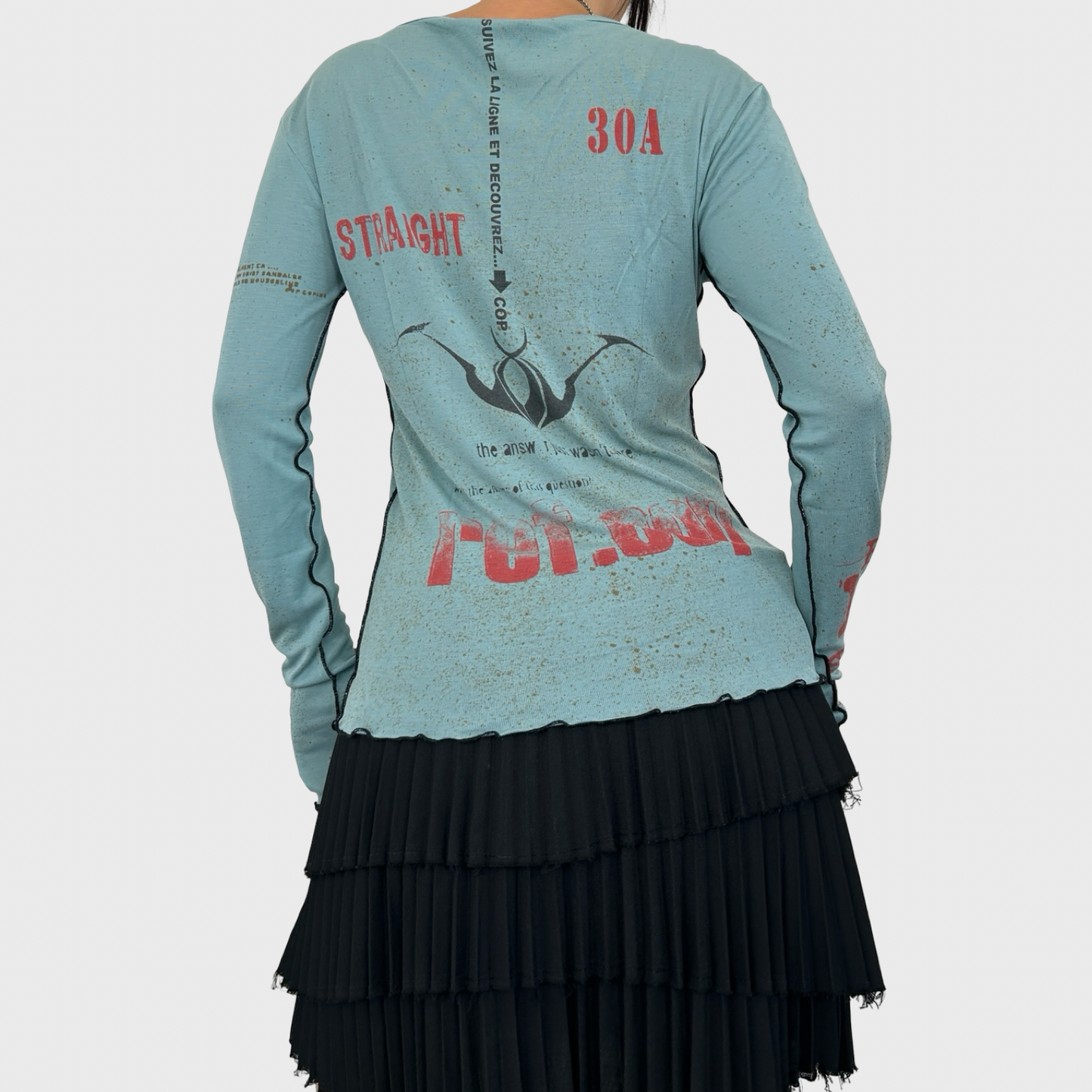 Cop Copine Blue Graphic Button Long Sleeve - M