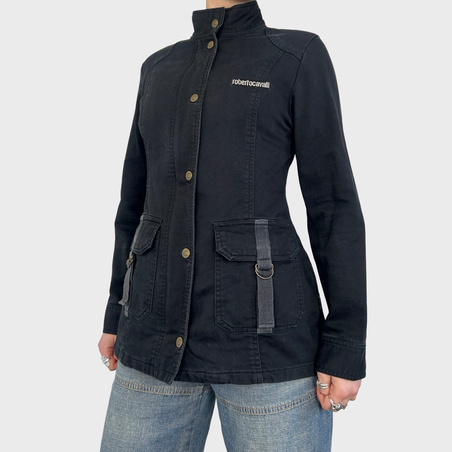 Roberto Cavalli Black Zip-Up Jacket - S/M