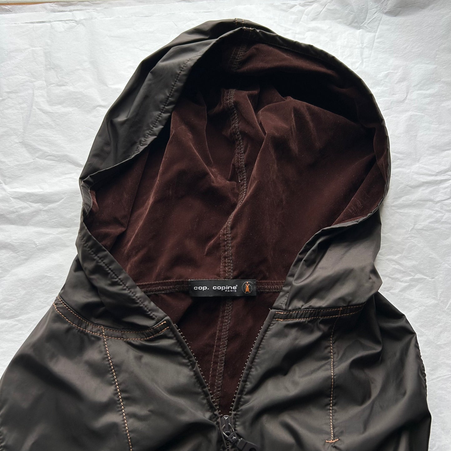 Cop Copine Technical Brown Zip Up Hooded Vest - M