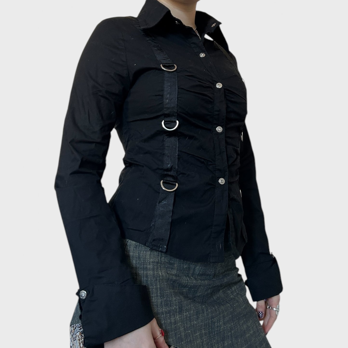 Black buckle detail shirt