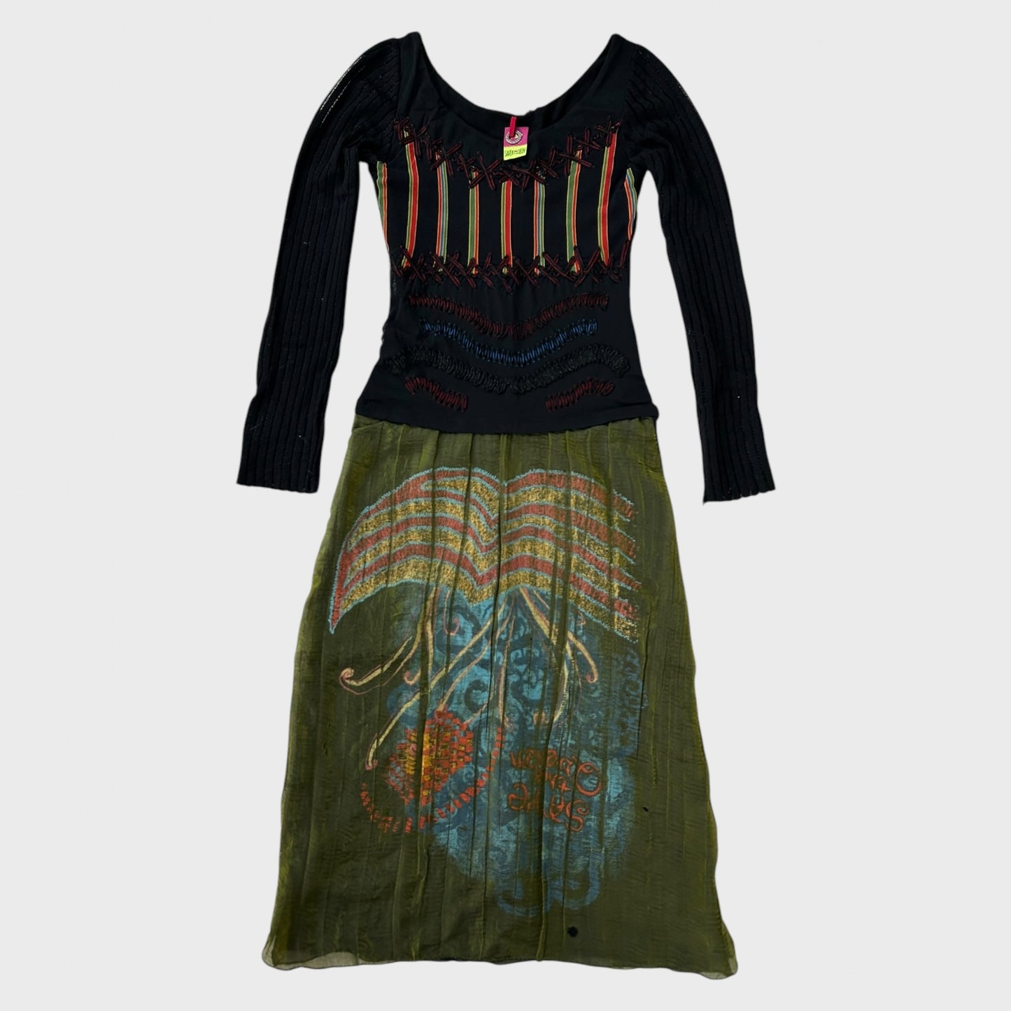 Vintage Save the Queen Graphic Midi Dress