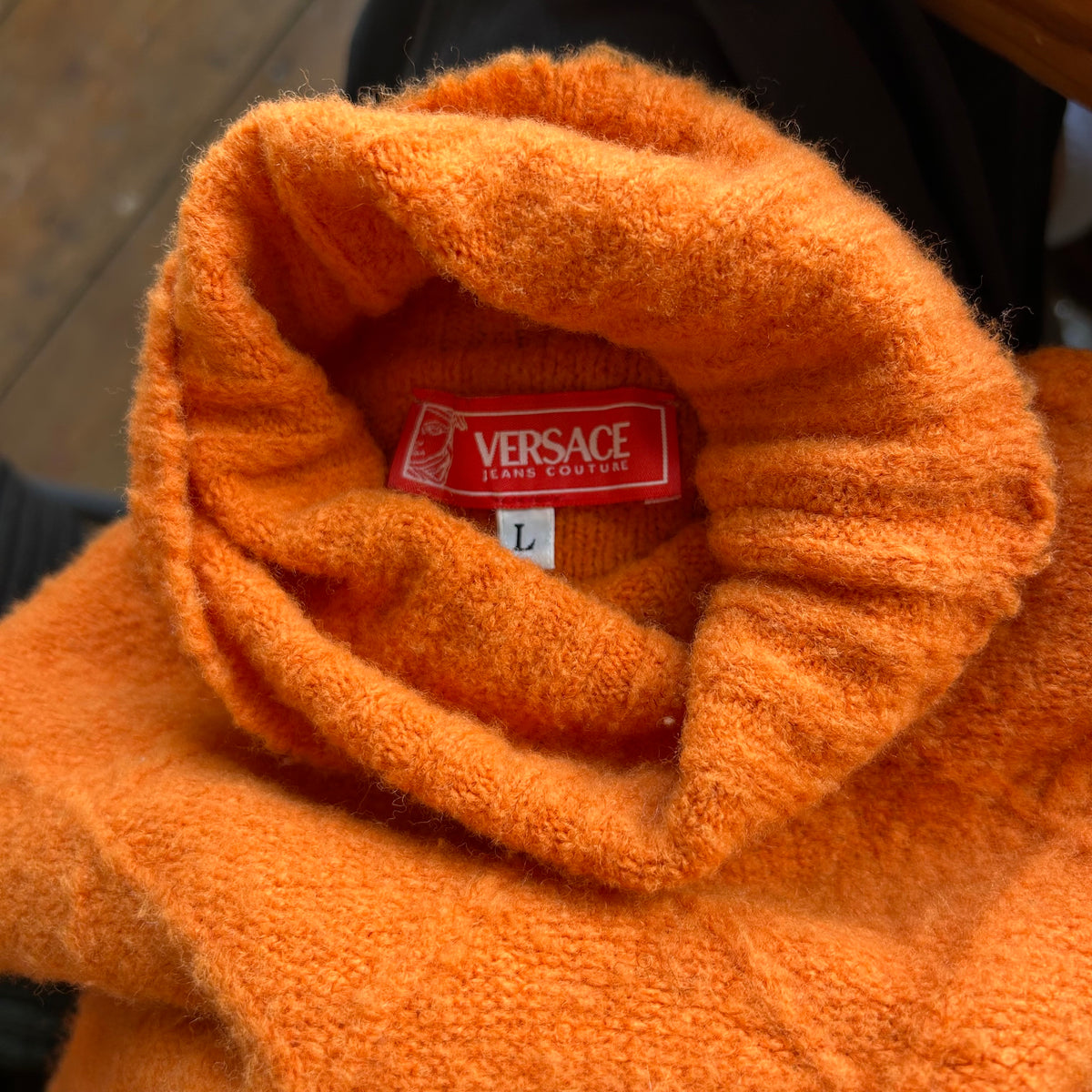 Versace Orange Roll Neck Jumper - M