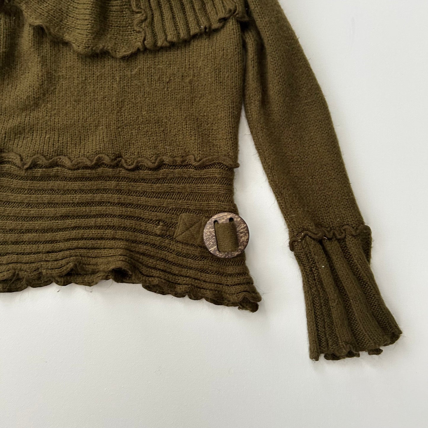Khaki Mohair Frilly Jumper