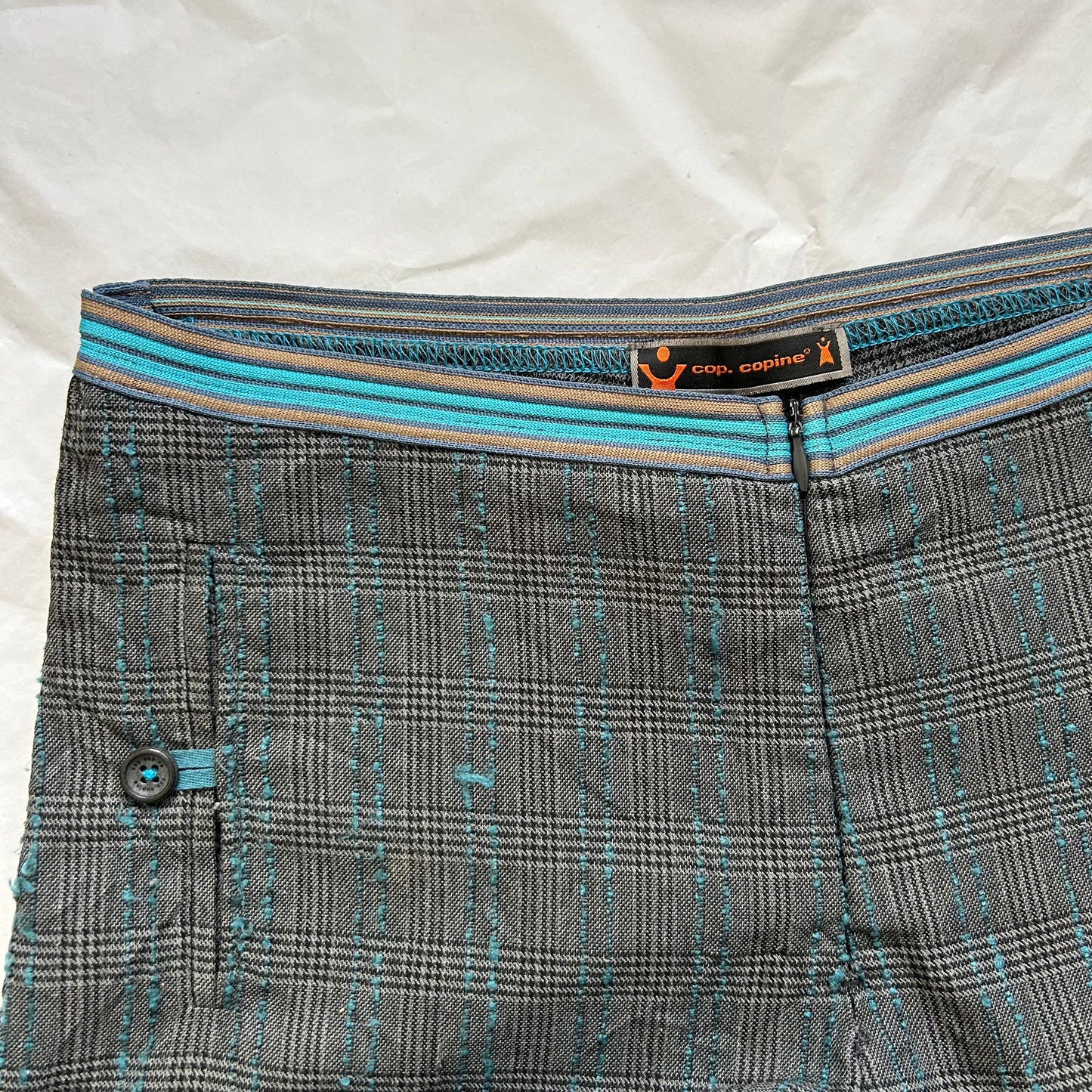 Cop Copine Grey and Blue Wide Leg Trousers - S/M