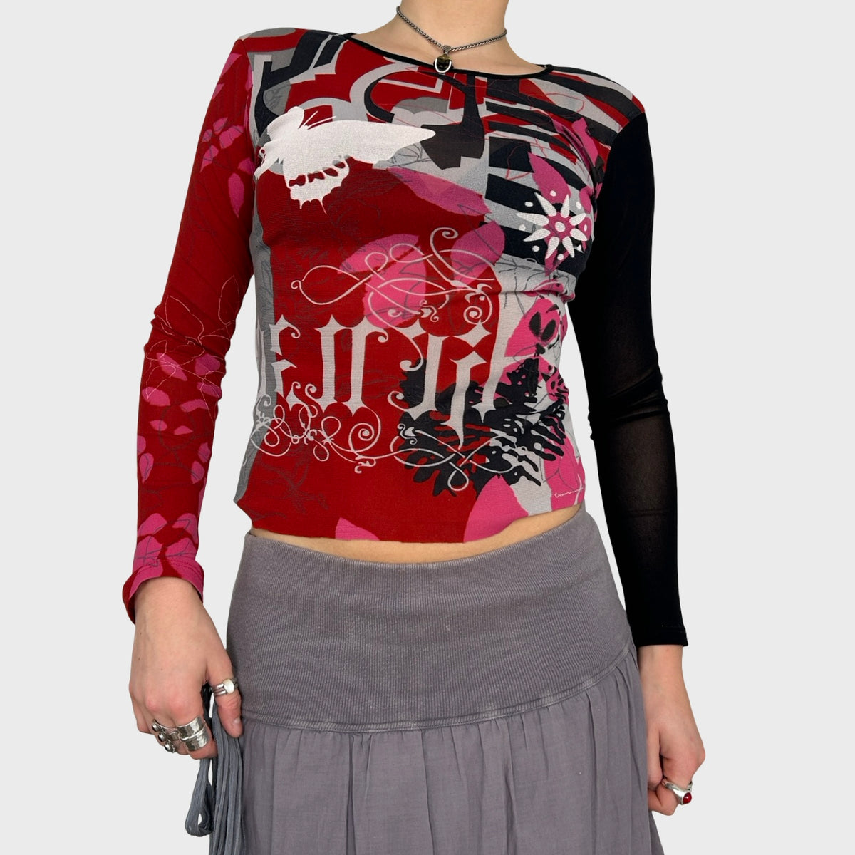 Kenzo Graphic Mesh Long Sleeve Top - XS/S