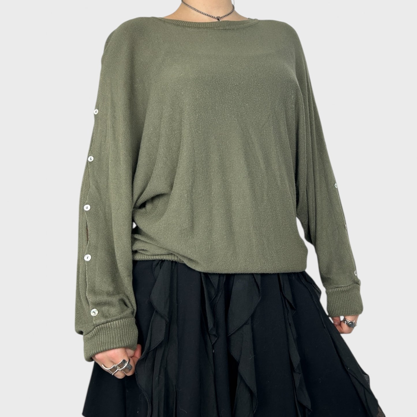 Cop Copine Khaki Slouchy Jumper - L