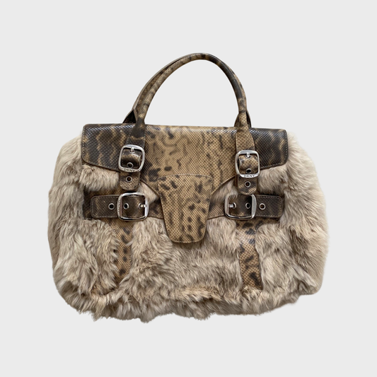 DKNY y2k fur lizard/sea snake handbag