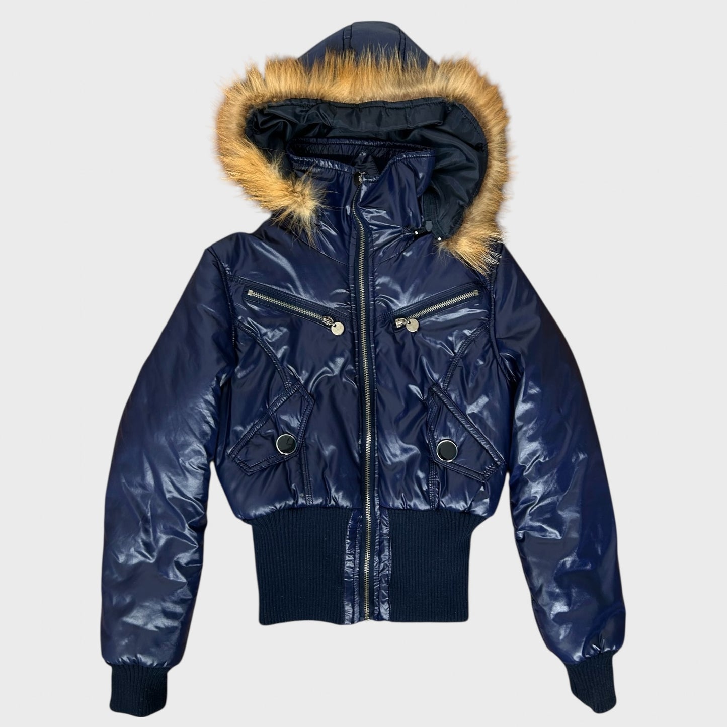 Vintage Cropped Bomber Jacket - S