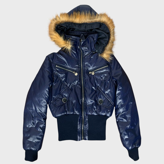 Vintage Cropped Bomber Jacket - S