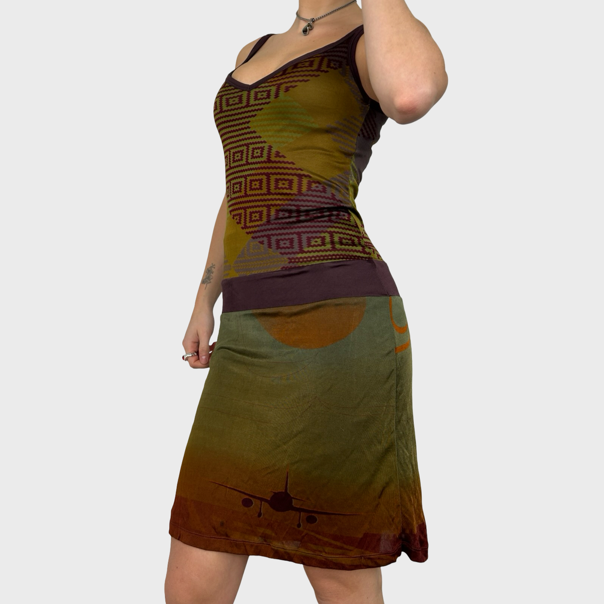 Custo Barcelona Graphic Slinky Midi Dress - S