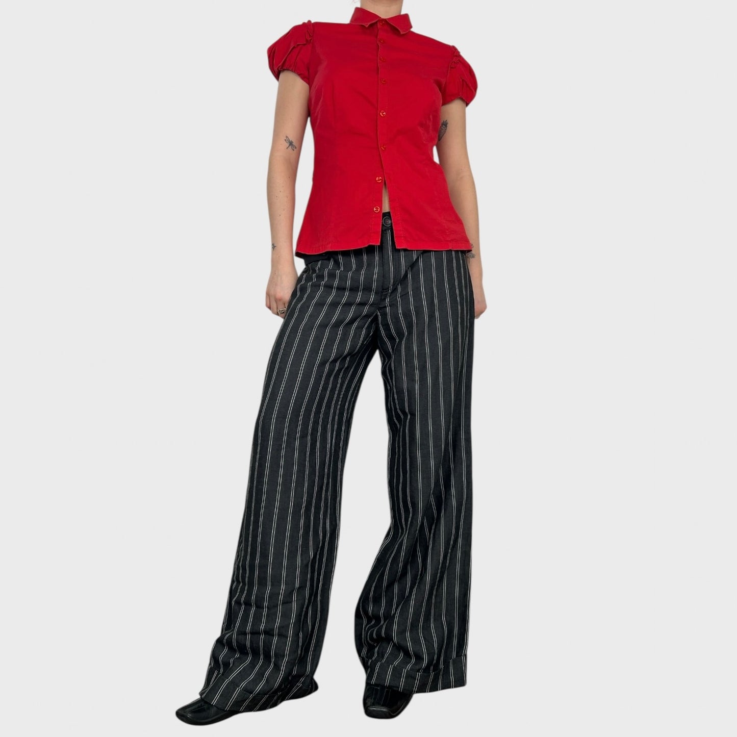 Cop Copine Wide Leg Stripe Linen Trousers - M/L