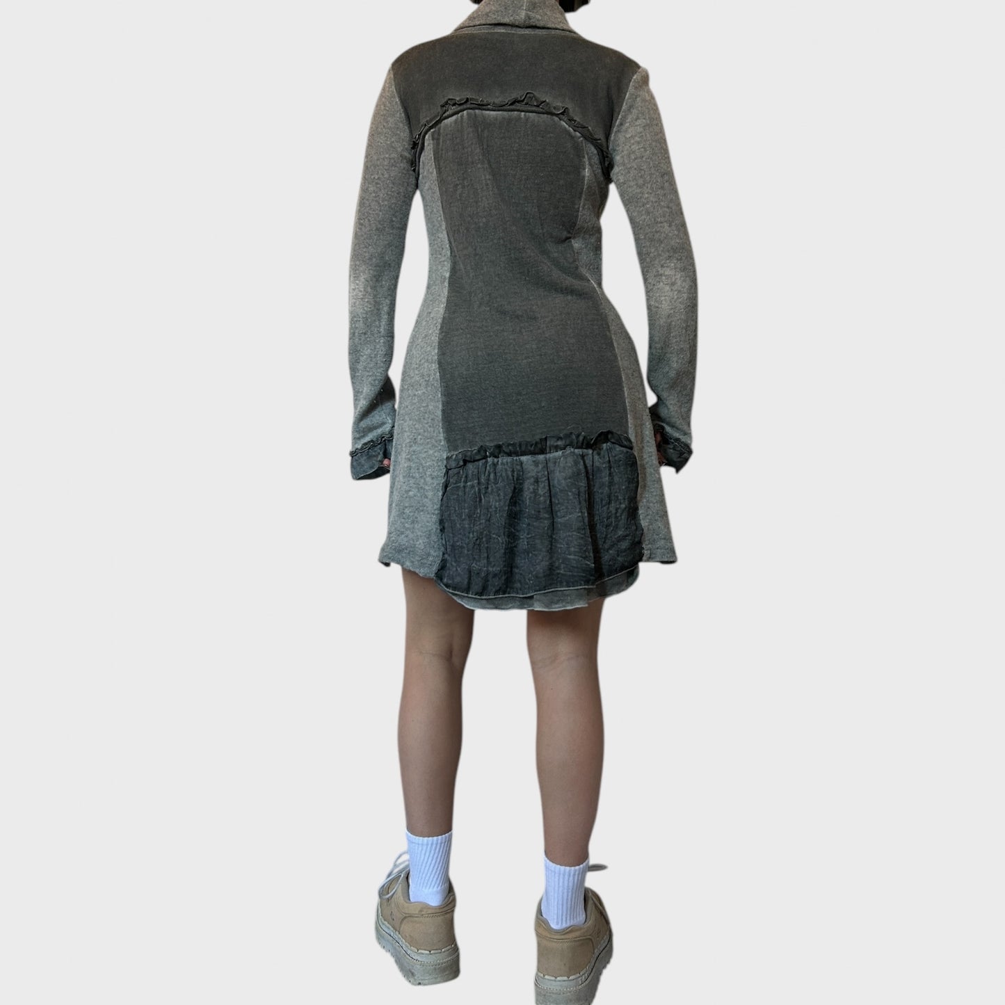 Vintage Grey Jumper Long-Sleeved Dress