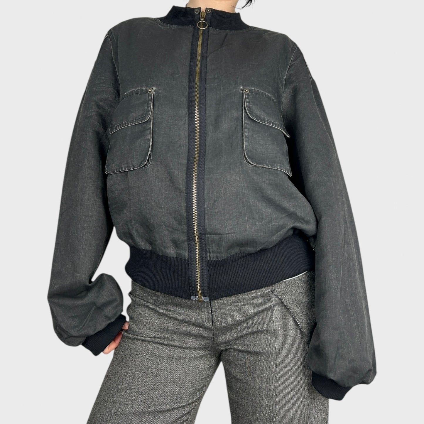 Cop Copine Grey Bomber Jacket - M/L