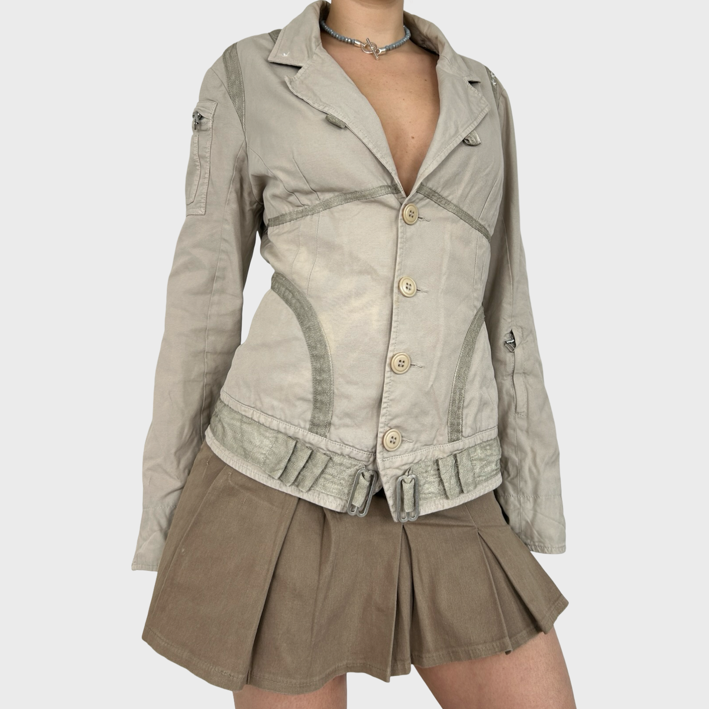 Diesel Beige Structured Button Jacket - L