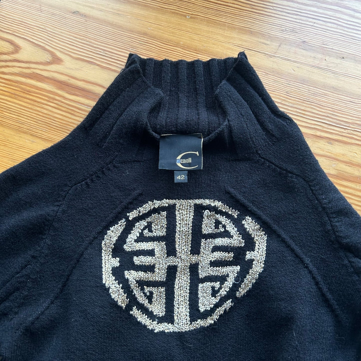 Roberto Cavalli Black & Gold Knit Jumper - S/M