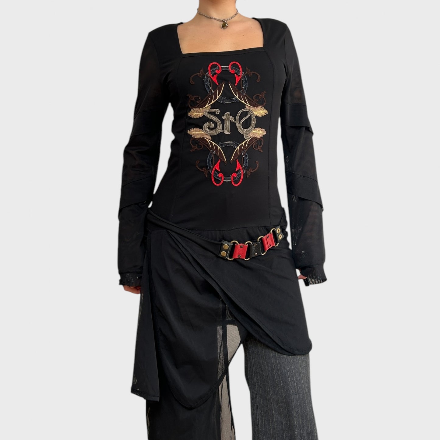 Save the Queen Vintage Asymmetric Mesh Dress
