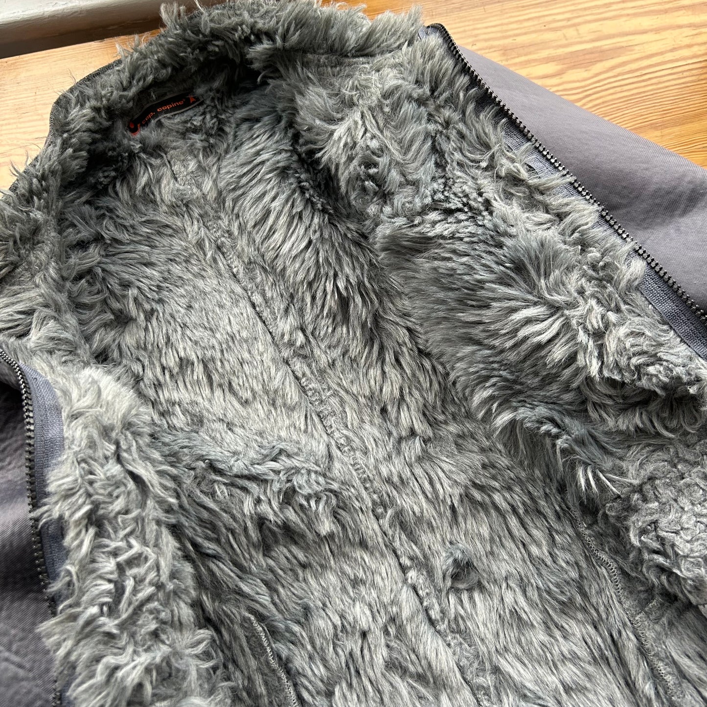 Cop Copine Grey Fur Lined Zip Up Jacket - S/M