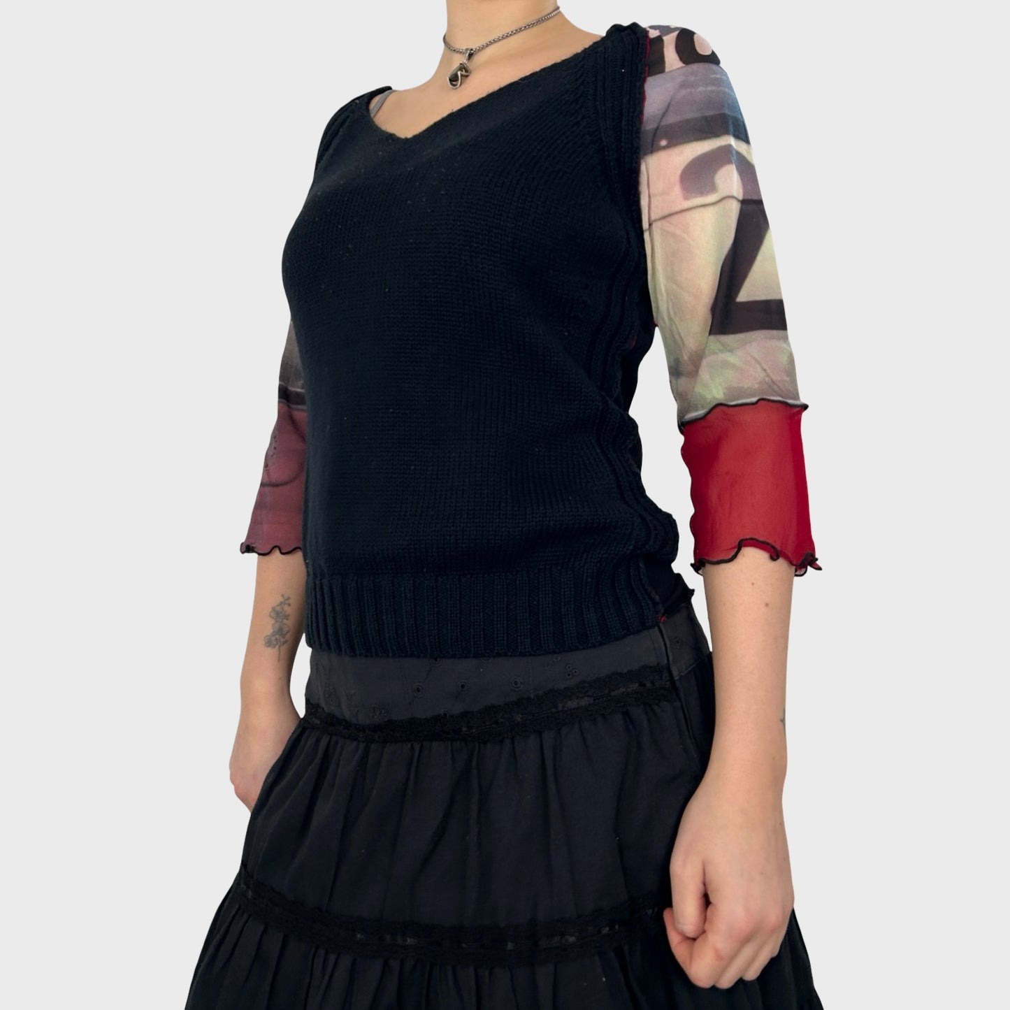 Cop Copine Bi-Material Knit Top - M