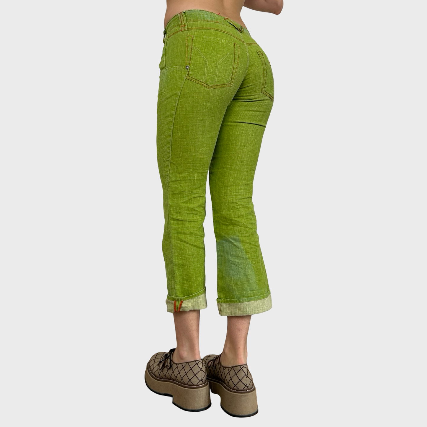 Miss Sixty Green Linen Capris - XS