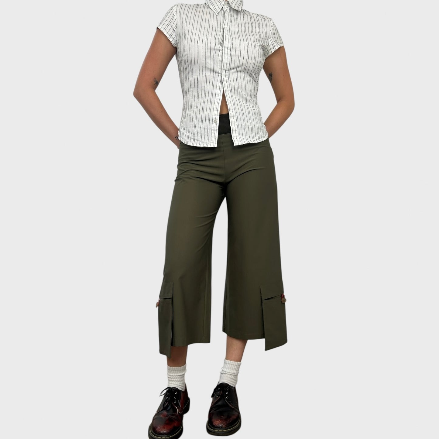 Cop Copine Khaki Stretchy Capris - S