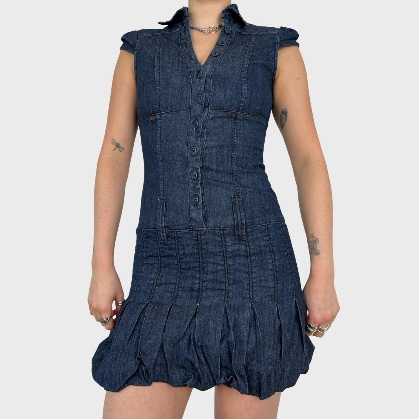 Vintage Denim Bubble Mini Dress - XS/S