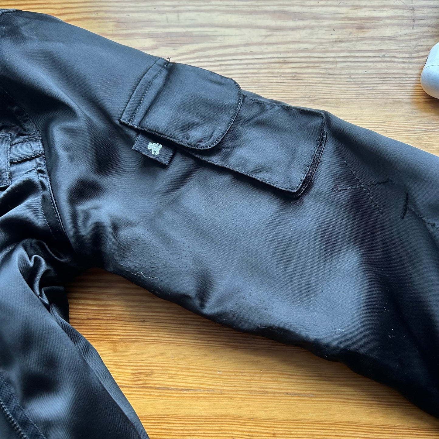 Black Satin-Look Bomber Jacket - L