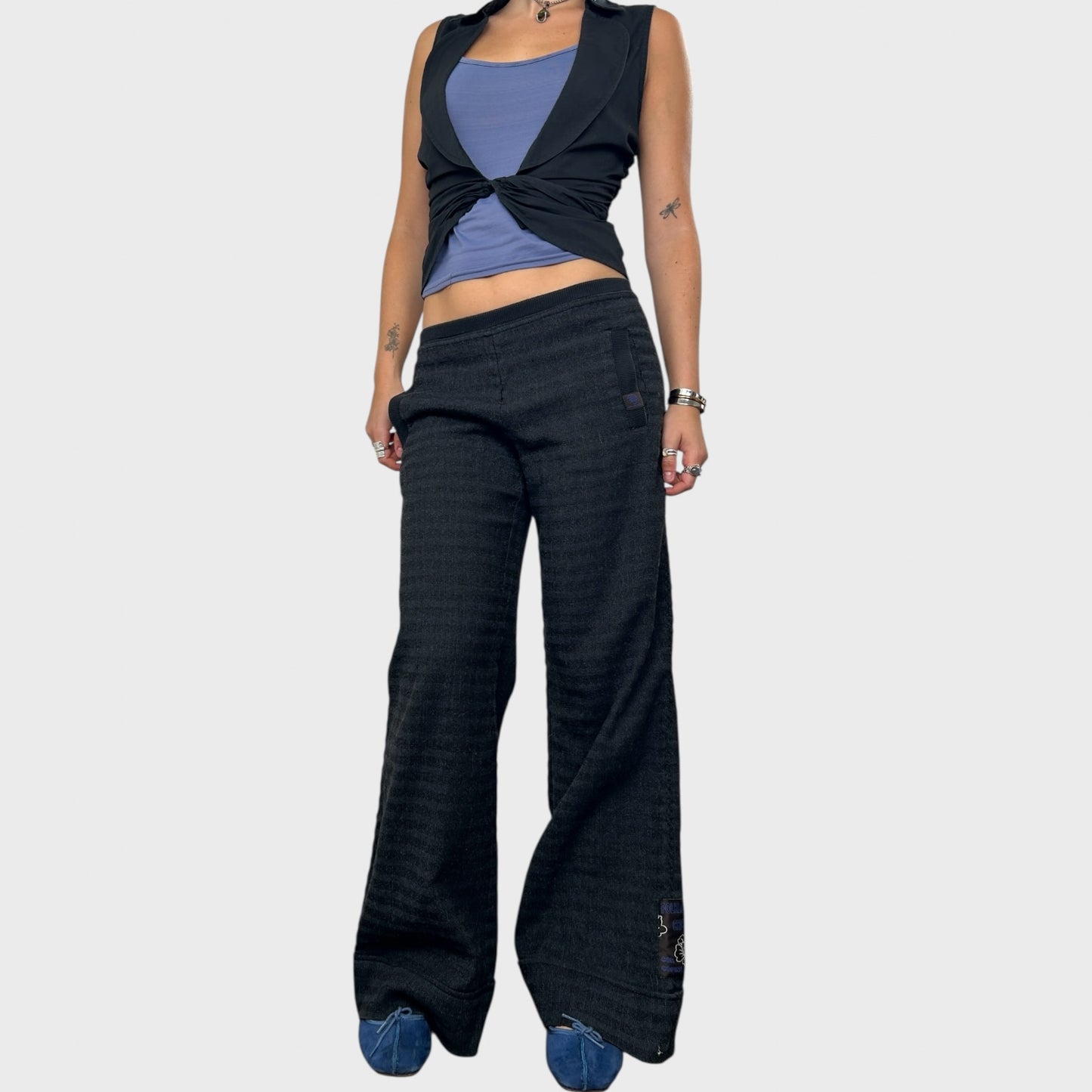 Cop Copine Thick Check Wide Leg Trousers - S/M