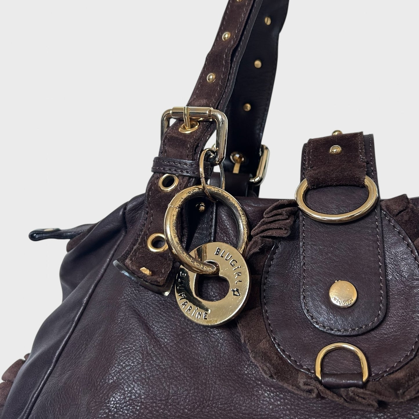 Blumarine Chocolate Brown 2000s Leather Handbag